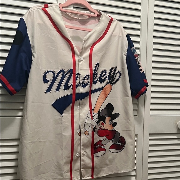 # 0896+ Mickey Mouse Baseball Kids Shirt - White and Blue - Picture 3 of 6
